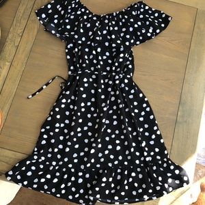 Off the shoulder polka dot dress